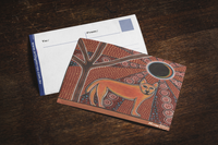 Thumbnail for Walkabout Dingo Universal Spirit Dreaming Aboriginal Art A6 blank PostCard Single by Mirree