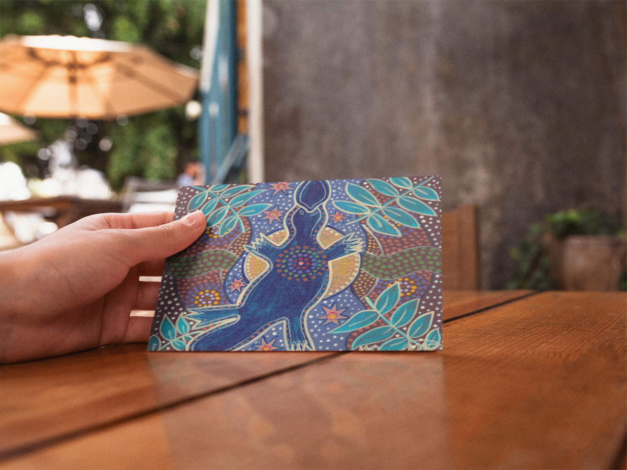 Platypus Universal Spirit Dreaming Aboriginal Art A6 PostCard Single by Mirree