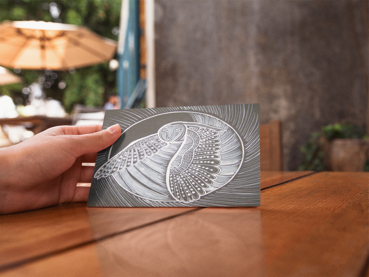 Dreamtime Owl Universal Spirit Dreaming Aboriginal Art A6 blank PostCard Single by Mirree