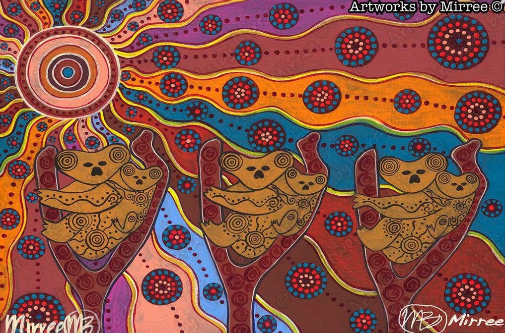 Day Time Koala Universal Spirit Dreaming Aboriginal Art A6 Story PostCard Single by Mirree