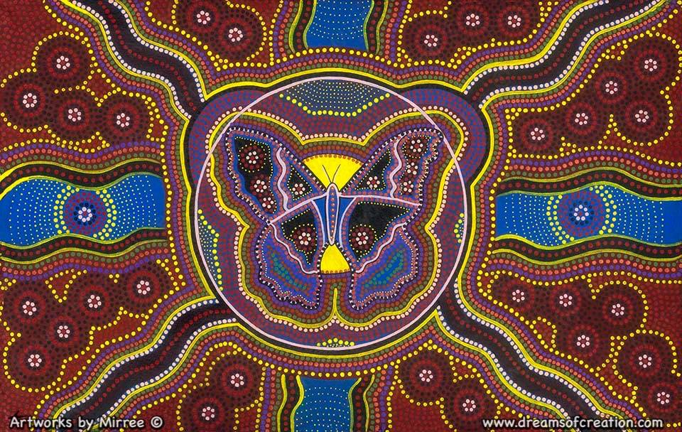 Dreamtime Butterfly Aboriginal Art A6 Story PostCard Single by Mirree