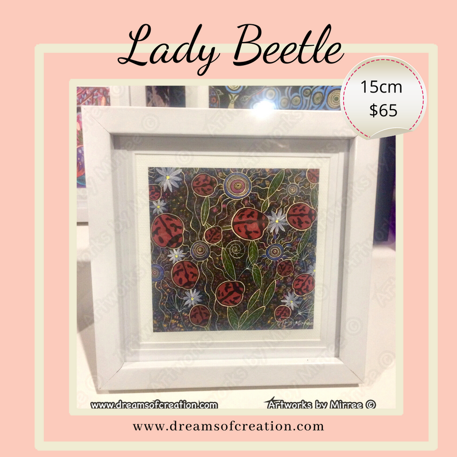 'Ancestral Lady Beetle' 15cm Framed CANVlAS PRINT by Mirree Contemporary Aboriginal Art