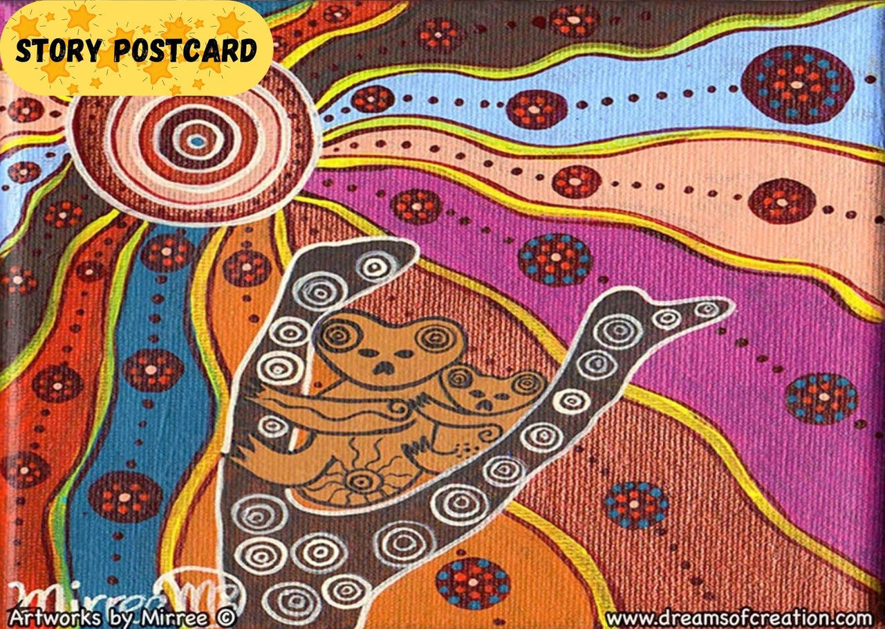 'Woodland Guardians Koala and Baby' Aboriginal Art A6 Story PostCard Single by Mirree