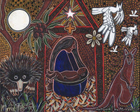 Thumbnail for Aboriginal Australian Art Nativity Scene Canvas Print by Mirree Contemporary Aboriginal Art