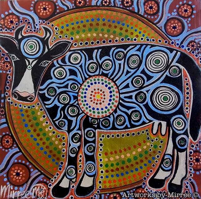 SACRED COW Framed Canvas Print by Mirree Contemporary Aboriginal Art