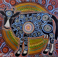 Thumbnail for SACRED COW Framed Canvas Print by Mirree Contemporary Aboriginal Art