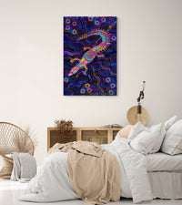 Thumbnail for 'Crocodile Dreaming with Dragonfly by Midnight' Canvas Print by Mirree Contemporary Aboriginal Art