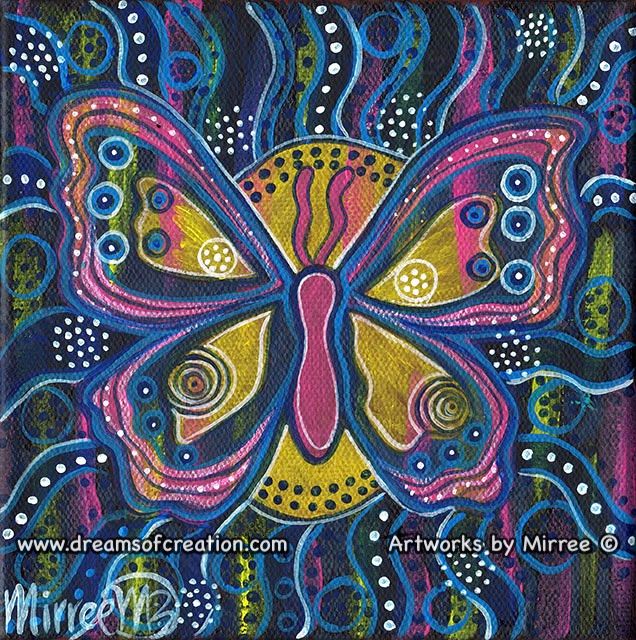 Blue Butterfly Dreaming by Midnight Framed Canvas Print by Mirree Contemporary Aboriginal Art