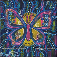 Thumbnail for Blue Butterfly Dreaming by Midnight Framed Canvas Print by Mirree Contemporary Aboriginal Art