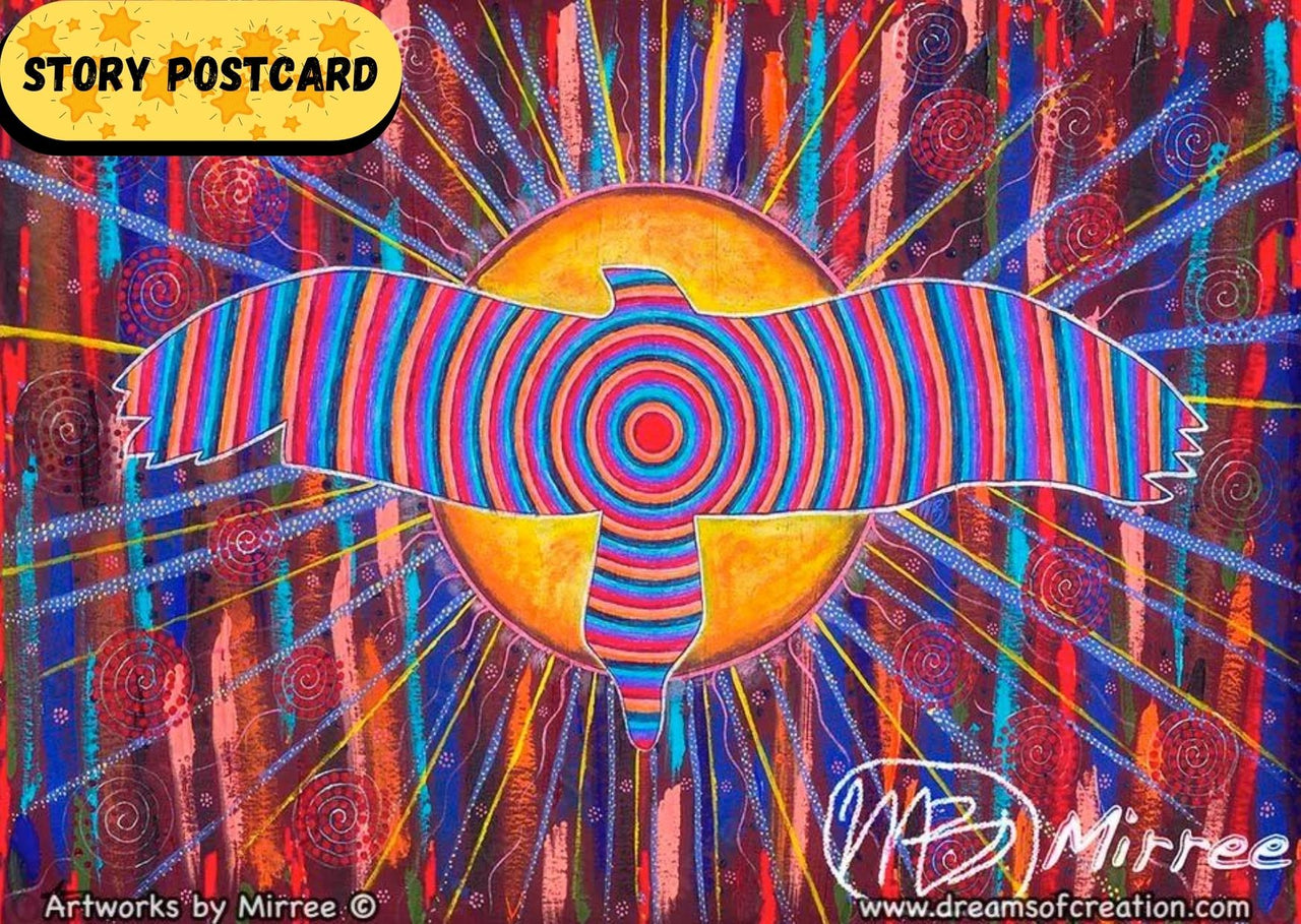 Eagle Spirit Dreaming Aboriginal Art A6 Story PostCard Single by Mirree