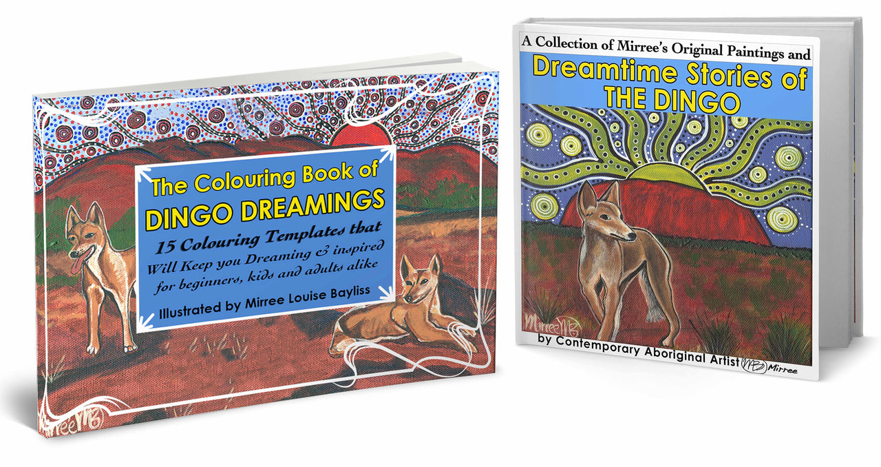 The Australian Desert Dingo Book Set COLOURING BOOK and FINE ART PICTURE BOOK by Mirree Contemporary Dreamtime Animal Series