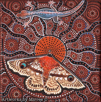 Thumbnail for Southern Old Lady Moth Dreaming with Gecko Framed Canvas Print by Mirree Contemporary Aboriginal Art