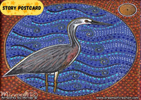 Thumbnail for 'Australian White-Faced Heron' Aboriginal Art A6 Story PostCard Single by Mirree