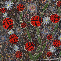 Thumbnail for ANCESTRAL LADY BEETLE WITH FLOWER MEDICINE Framed Canvas Print by Mirree Contemporary Aboriginal Art