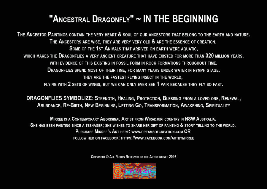 Original Luxury Ancestral Dragonfly Aboriginal Art Animal Dreaming Greeting Card Single by Mirree