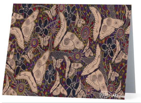 Original Luxury Ancestral Butterfly Aboriginal Art Animal Dreaming Greeting Card Single by Mirree