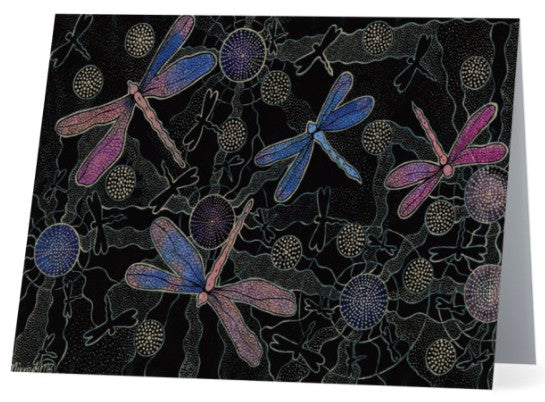 Original Luxury Ancestral Dragonfly Aboriginal Art Animal Dreaming Greeting Card Single by Mirree