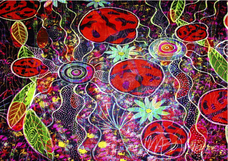 Ancestral Lady Beetles Painting A3 Girlcee Print by Mirree Contemporary Aboriginal Art
