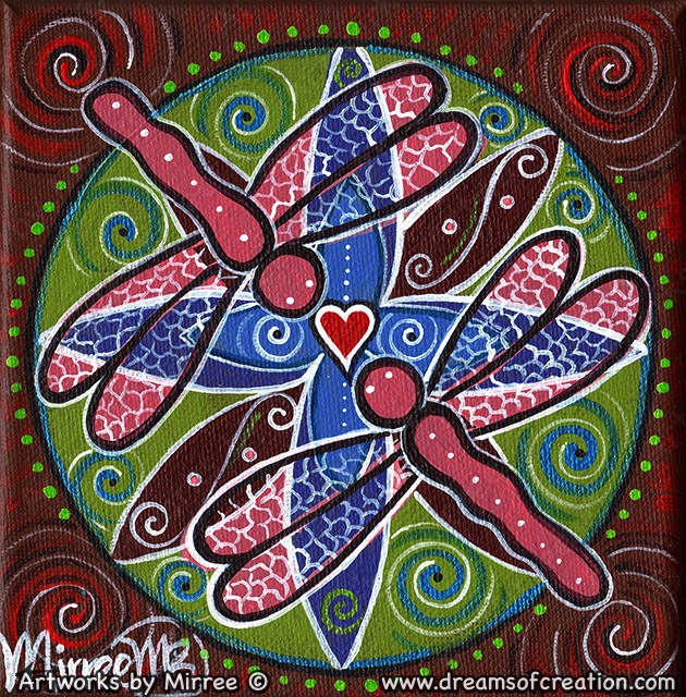 'Dragonfly Blissful Intentions' Original Painting by Mirree Contemporary Dreamtime Animal Dreaming