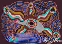 Thumbnail for Brolga Aboriginal Art Animal Dreaming A6 Greeting Card Single by Mirree