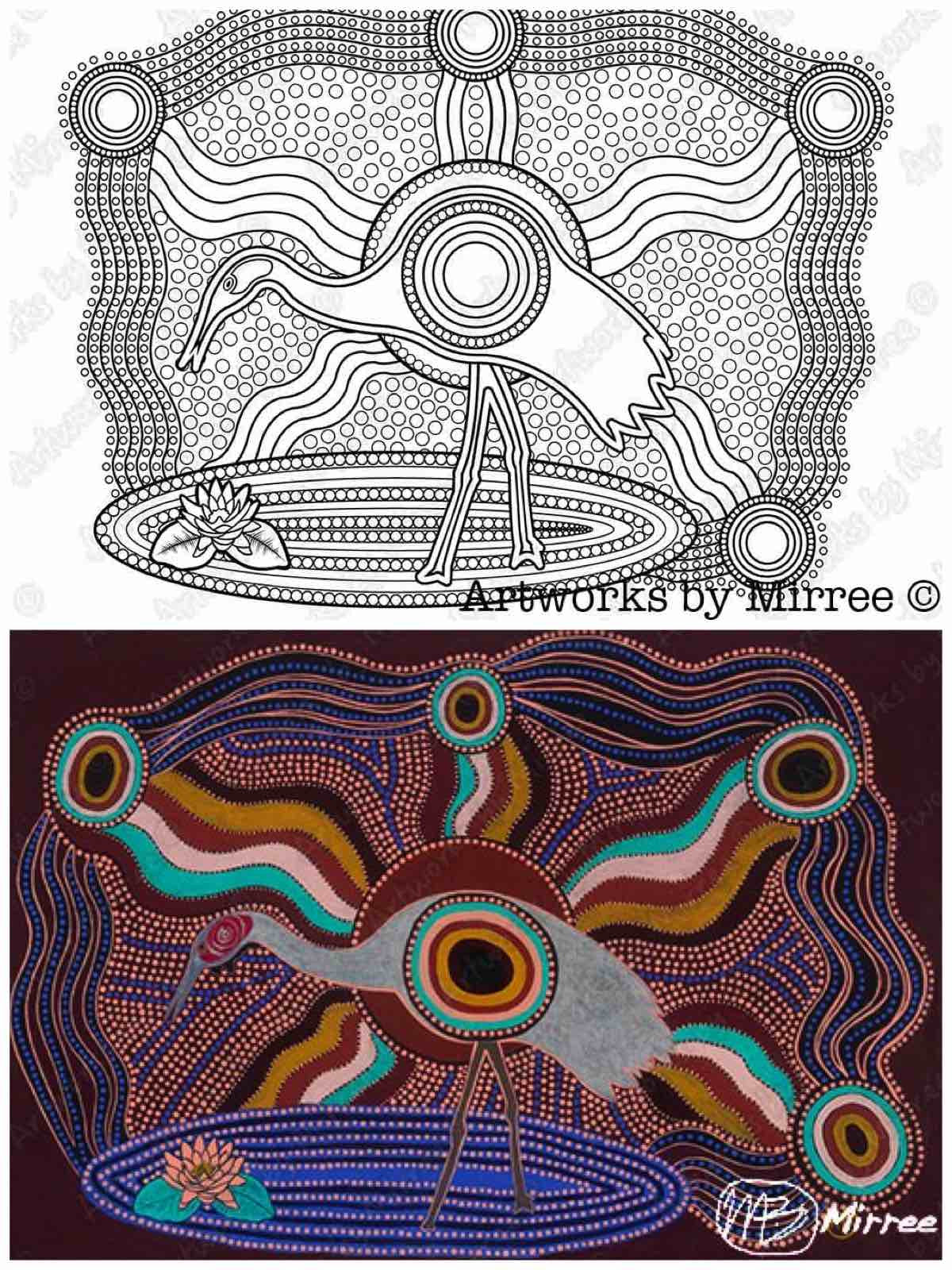 2 Books 'Dreamtime Colouring Book' COLOURING BOOK and COMPANION BOOK by Mirree Contemporary Dreamtime Animal Series