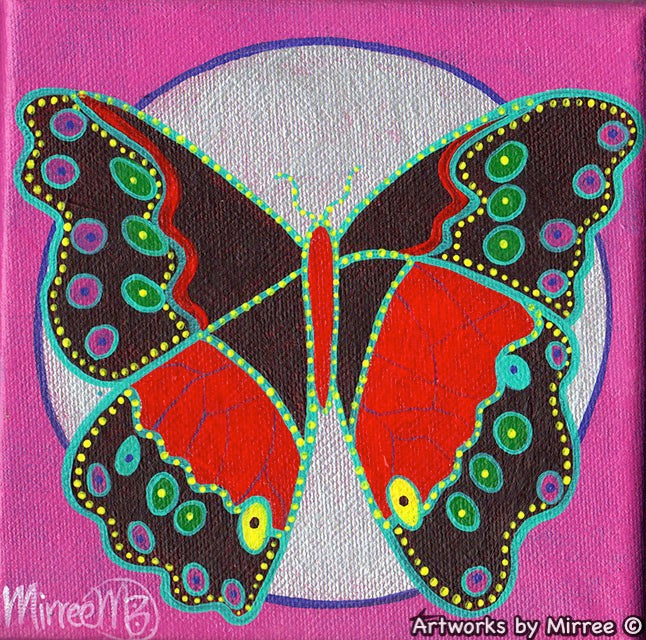 'BUTTERFLY MOON' Original Painting by Mirree Contemporary Dreamtime Animal Dreaming
