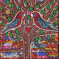 Thumbnail for Crimson Rosella Growing Dreaming Contemporary Aboriginal Art Original Painting by Mirree