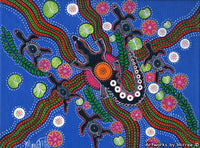 Thumbnail for 'Crocodile with Turtle Wetlands' A3 Girlcee Print by Mirree Contemporary Aboriginal Art