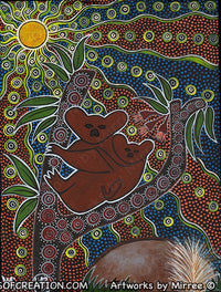 Thumbnail for Cry Baby Night Time Koala and Baby Painting A3 Girlcee Print by Mirree Contemporary Aboriginal Art