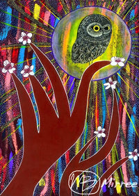 Thumbnail for Day Owl Aboriginal Art Animal Dreaming A6 Gift Card Single by Mirree