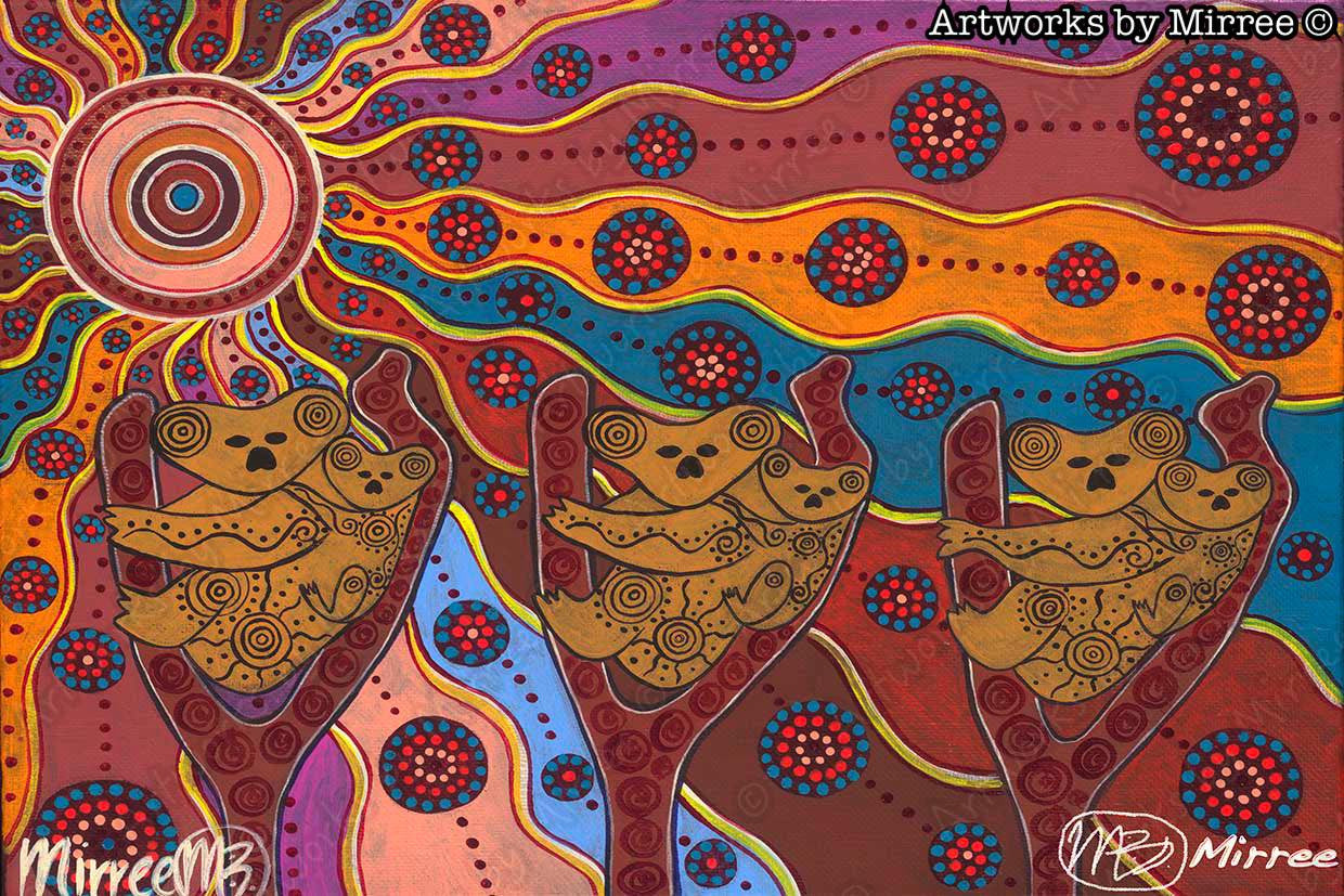 Day Time Koala Painting A3 Girlcee Print by Mirree Contemporary Aboriginal Art