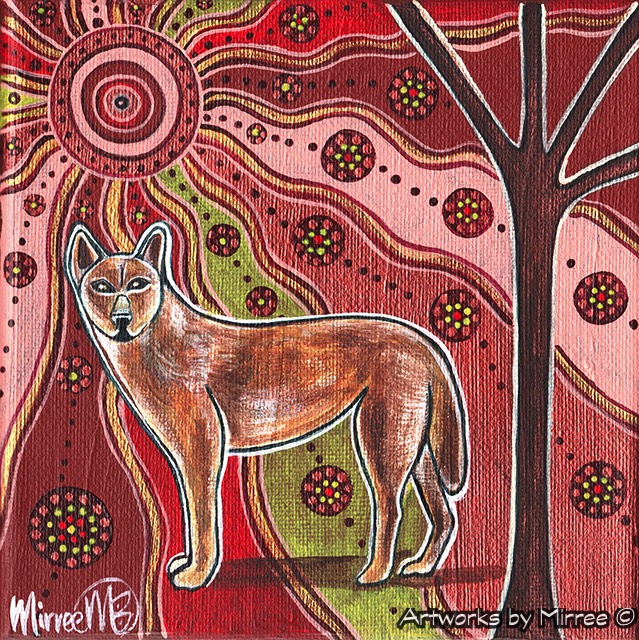 Day time Dingo Framed Canvas Print by Mirree Contemporary Aboriginal Art