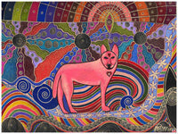Thumbnail for Dreamtime Dingo Crossroads Contemporary Aboriginal Art Print by Mirree
