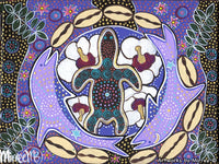 Thumbnail for 'Dolphin and Turtle Dreaming with flower medicine' A3 Girlcee Print by Mirree Contemporary Aboriginal Art
