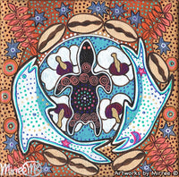 Thumbnail for DOLPHIN AND TURTLE DREAMING Framed Canvas Print by Mirree Contemporary Aboriginal Art
