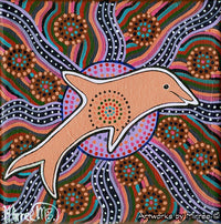Thumbnail for DOLPHIN DREAMING SONLINES Framed Canvas Print by Mirree Contemporary Aboriginal Art