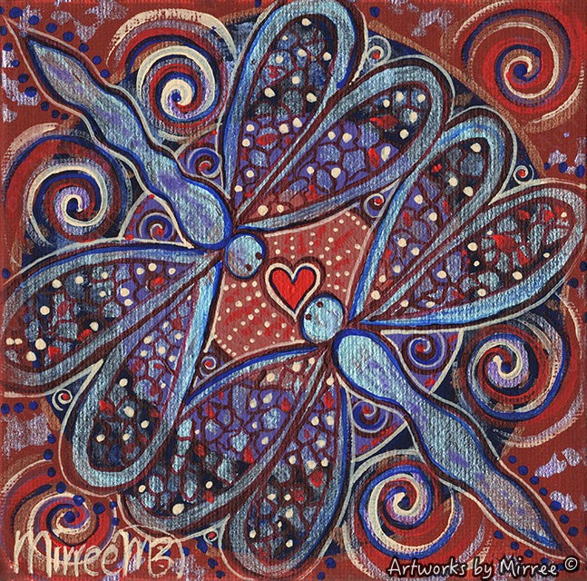 'Dragonfly Let your Light Shine' Original Painting by Mirree Contemporary Dreamtime Animal Dreaming