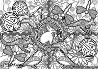 Thumbnail for 'Magical Easter Bunny & Friends Colouring Single PDF Page COLOURING PAGE' by Mirree Contemporary Dreamtime Series