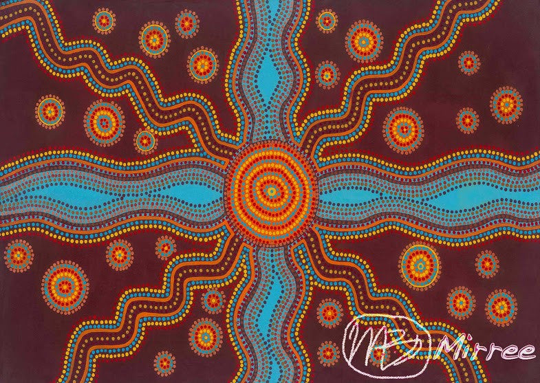 Family Songlines Aboriginal Art Animal Dreaming A6 Gift Card Single by Mirree