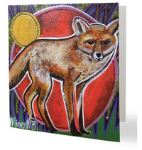 Thumbnail for Luxury Fox Aboriginal Art Animal Dreaming Square Greeting Card Single by Mirree