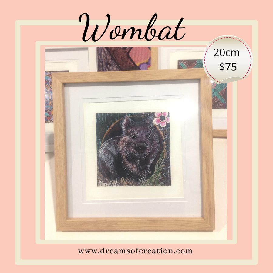 'Wombat' 20cm Framed CANVAS PRINT by Mirree Contemporary Aboriginal Art