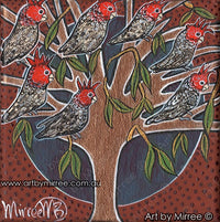 Thumbnail for 'Australian Gang Gang Cockatoos in Tree' Life Changing Original Painting Series by Mirree Contemporary Dreamtime Animal Dreaming