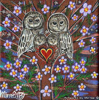 Thumbnail for AUSTRALIAN GREATER SOOTY OWL WITH FLOWER MEDICINE Framed Canvas Print by Mirree Contemporary Aboriginal Art