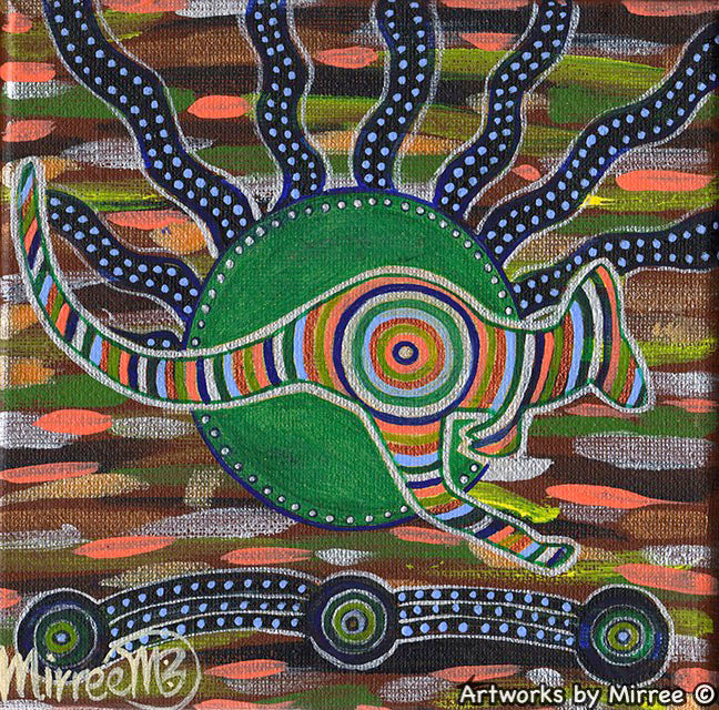 RED KANGAROO TRACKS DREAMING Framed Canvas Print by Mirree Contemporary Aboriginal Art
