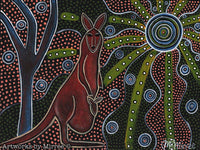Thumbnail for 'Kangaroo & Baby Rectangle' Original Painting by Mirree Contemporary Dreamtime Animal Dreaming