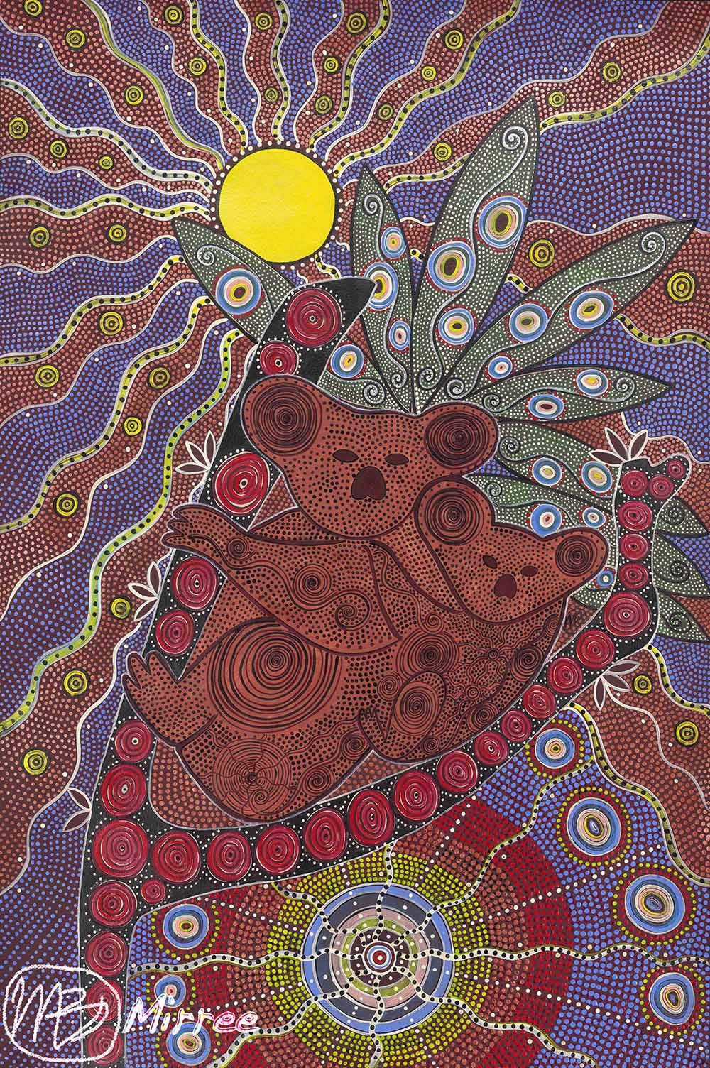 'Koala and Baby' ORIGINAL PAINTING by Mirree Contemporary Aboriginal Art