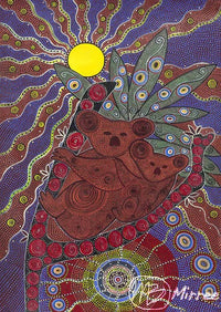 Thumbnail for Koala & Baby Aboriginal Art Animal Dreaming A6 Gift Card Single by Mirree