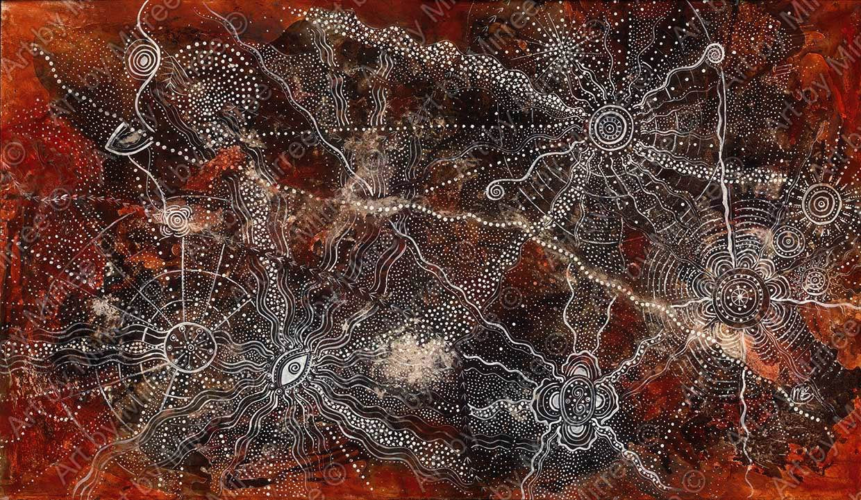 Extra Long Version Limited Edition Land of the Ancestors Painting Girlcee Print by Mirree Contemporary Aboriginal Art