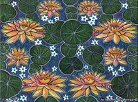 Thumbnail for Gold and Pink Lotus with Lily Pad Dreaming ORIGINAL PAINTING by Mirree Contemporary Aboriginal Art