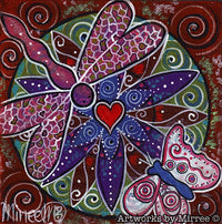 Thumbnail for 'Secrets to the Universe through Heart & Mind with Dragonfly & Butterfly' Original Painting by Mirree Contemporary Dreamtime Animal Dreaming